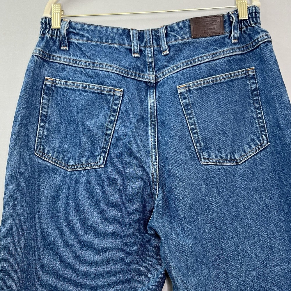 Vintage LL Bean Traveler Jeans Womens Petite 16 Blue Denim Comfort Waist Tapered - Picture 6 of 12